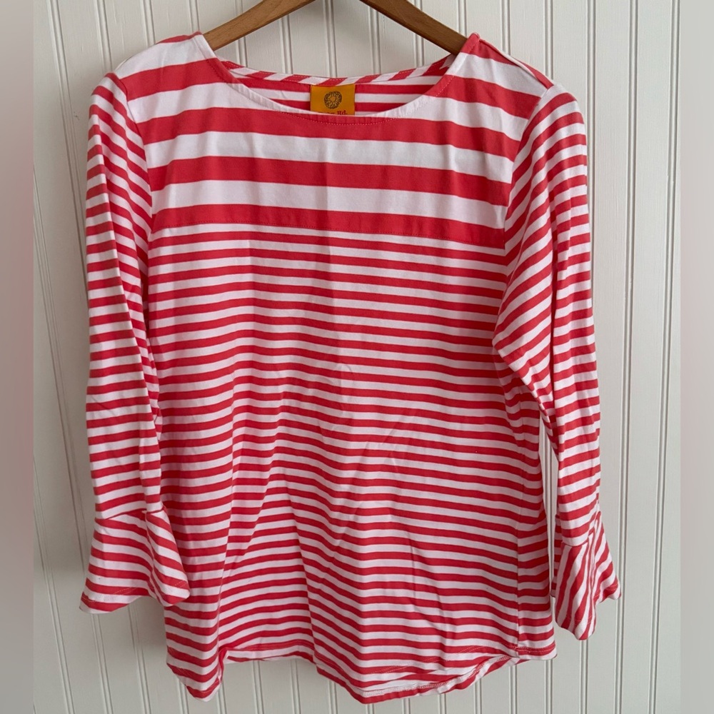 Ruby Rd. Red and White Striped Long Sleeve Top Size Small
